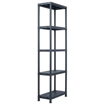 vidaXL Ραφιέρες 5 τεμ. Μαύρες 125 κ. 60 x 30 x 180 εκ. Πλαστικές