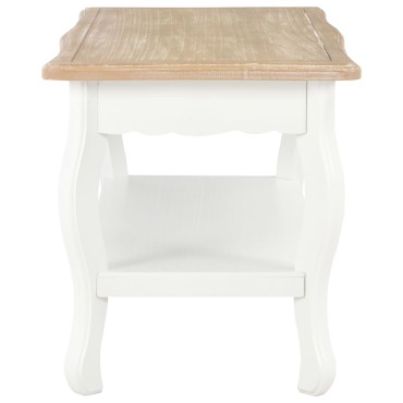 vidaXL Τραπεζάκι Σαλονιού Λευκό/Καφέ 87,5x42x44cm Μασίφ Ξύλο Πεύκου 1 τεμ.