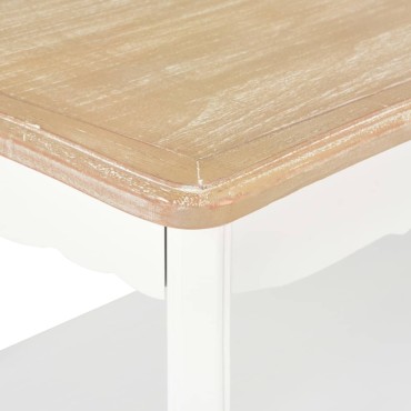 vidaXL Τραπεζάκι Σαλονιού Λευκό/Καφέ 87,5x42x44cm Μασίφ Ξύλο Πεύκου 1 τεμ.