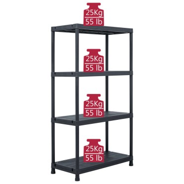 vidaXL Ραφιέρα Μαύρη 100 κ. 60 x 30 x 138 εκ. Πλαστική