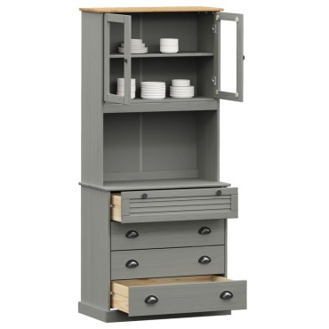 vidaXL Βιτρίνα VIGO Γκρι 80x40x176cm από Μασίφ Ξύλο Πεύκου 1 τεμ.
