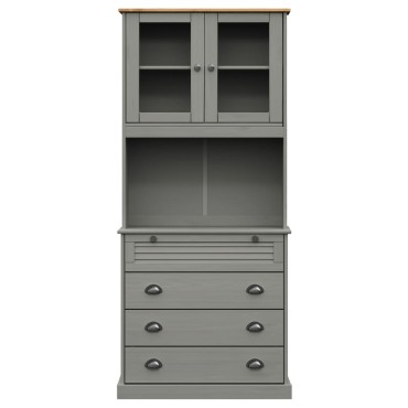 vidaXL Βιτρίνα VIGO Γκρι 80x40x176cm από Μασίφ Ξύλο Πεύκου 1 τεμ.