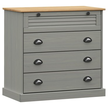 vidaXL Βιτρίνα VIGO Γκρι 80x40x176cm από Μασίφ Ξύλο Πεύκου 1 τεμ.