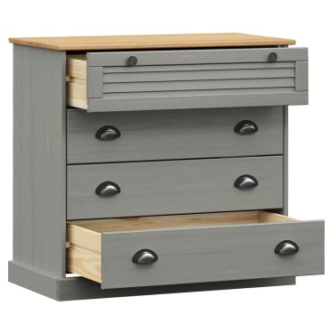 vidaXL Συρταριέρα VIGO Γκρι 80x40x76cm από Μασίφ Ξύλο Πεύκου 1 τεμ.