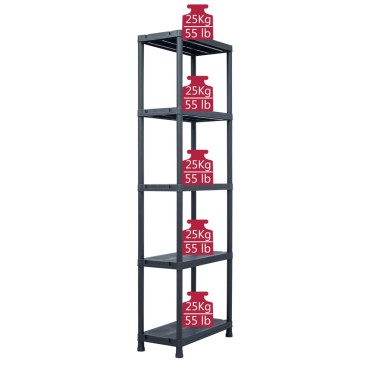 vidaXL Ραφιέρα Μαύρη 125 κ. 60 x 30 x 180 εκ. Πλαστική