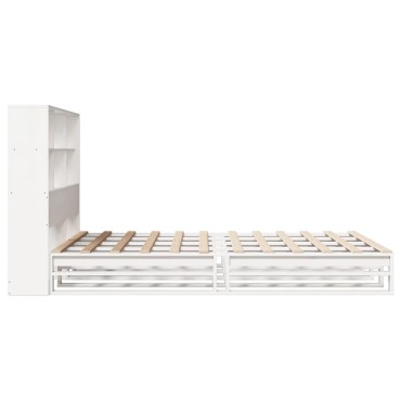 vidaXL Κρεβάτι Βιβλιοθήκη Χωρίς Στρώμα Λευκό 120x190 εκ Μασίφ Πεύκο