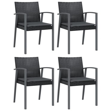 vidaXL Καρέκλες Κήπου 4 τεμ. Μαύρο 56,5x57x83cm Συνθ. Ρατάν&Μαξιλάρια