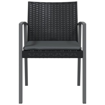 vidaXL Καρέκλες Κήπου 4 τεμ. Μαύρο 56,5x57x83cm Συνθ. Ρατάν&Μαξιλάρια