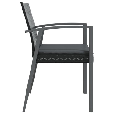 vidaXL Καρέκλες Κήπου 4 τεμ. Μαύρο 56,5x57x83cm Συνθ. Ρατάν&Μαξιλάρια