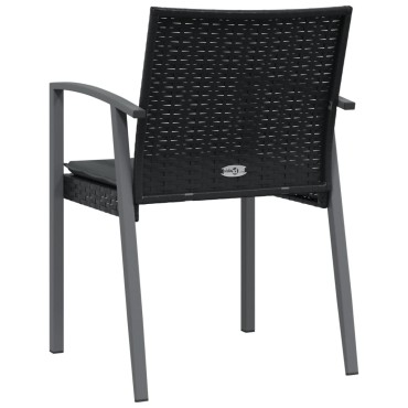 vidaXL Καρέκλες Κήπου 4 τεμ. Μαύρο 56,5x57x83cm Συνθ. Ρατάν&Μαξιλάρια