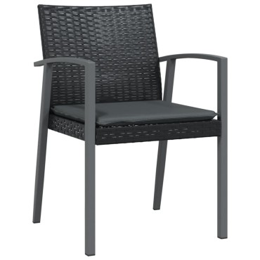 vidaXL Καρέκλες Κήπου 2 τεμ. Μαύρο 56,5x57x83cm Συνθ. Ρατάν&Μαξιλάρια