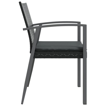 vidaXL Καρέκλες Κήπου 2 τεμ. Μαύρο 56,5x57x83cm Συνθ. Ρατάν&Μαξιλάρια