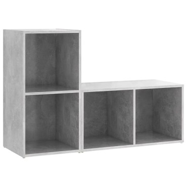 vidaXL Έπιπλα Τηλεόρασης 2 τεμ. Γκρι Σκυρ. 72x35x36,5cm Επεξ. Ξύλο