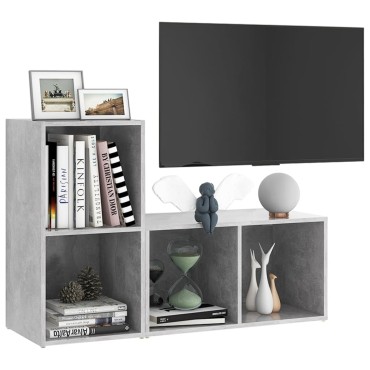 vidaXL Έπιπλα Τηλεόρασης 2 τεμ. Γκρι Σκυρ. 72x35x36,5cm Επεξ. Ξύλο