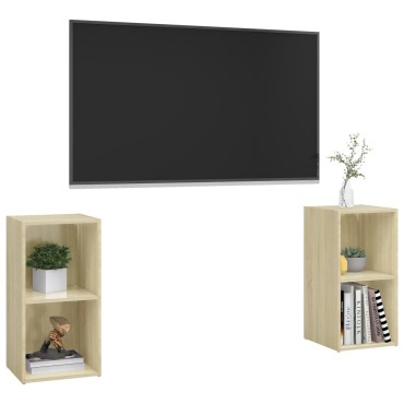 vidaXL Έπιπλα Τηλεόρασης 2 τεμ. Sonoma Δρυς 72x35x36,5cm Επεξ. Ξύλο
