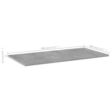 vidaXL Ράφια Βιβλιοθήκης 4 τεμ. Γκρι Σκυροδ. 80x40x1,5cm Επεξ. Ξύλο