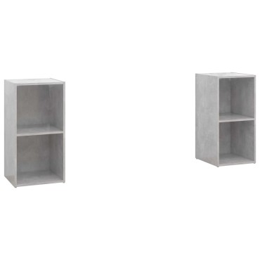 vidaXL Έπιπλα Τηλεόρασης 2 τεμ. Γκρι Σκυρ. 72x35x36,5cm Επεξ. Ξύλο