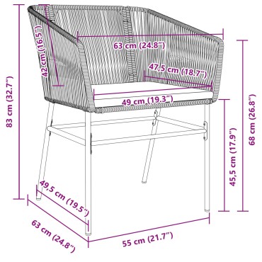 vidaXL Σετ 5 καρεκλών Μαύρο, Σκούρο Γκρι