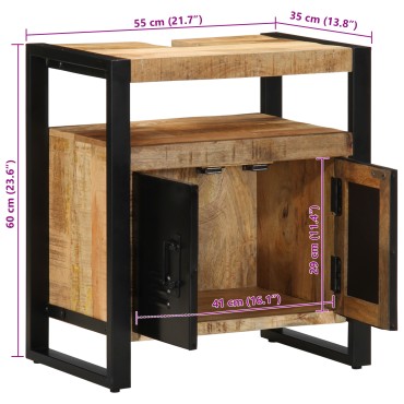 vidaXL Ντουλάπι νιπτήρα 55x35x60cm από μασίφ ακατέργαστο ξύλο πεύκου