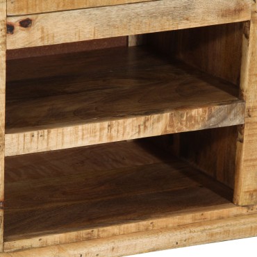 vidaXL παγκάκι με συρτάρι Καφέ 110x35x50cm Ακατέργαστο Μάνγκο