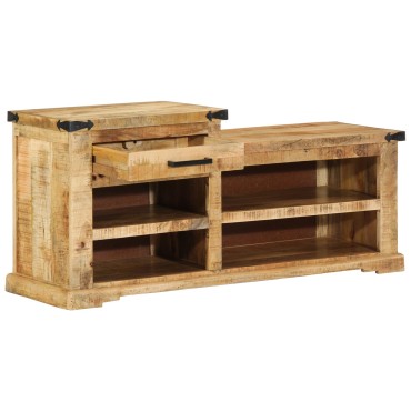 vidaXL παγκάκι με συρτάρι Καφέ 110x35x50cm Ακατέργαστο Μάνγκο