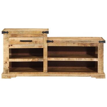 vidaXL παγκάκι με συρτάρι Καφέ 110x35x50cm Ακατέργαστο Μάνγκο