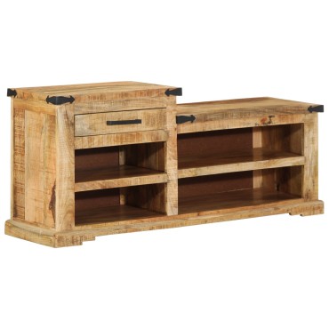 vidaXL παγκάκι με συρτάρι Καφέ 110x35x50cm Ακατέργαστο Μάνγκο
