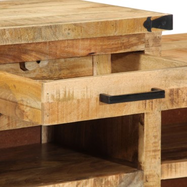 vidaXL παγκάκι με συρτάρι Καφέ 110x35x50cm Ακατέργαστο Μάνγκο