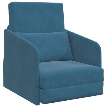 vidaXL Καναπές Κρεβάτι 2 σε 1 Μπλε 65x80x83cm Βελούδιο 1 τεμ. Γωνιακός