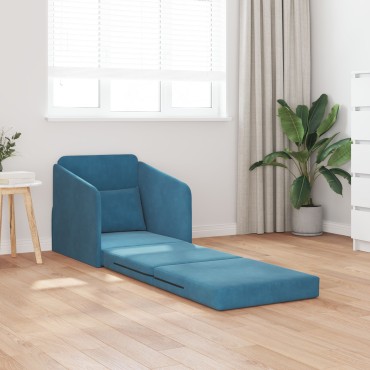 vidaXL Καναπές Κρεβάτι 2 σε 1 Μπλε 65x80x83cm Βελούδιο 1 τεμ. Γωνιακός