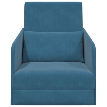 vidaXL Καναπές Κρεβάτι 2 σε 1 Μπλε 65x80x83cm Βελούδιο 1 τεμ. Γωνιακός