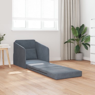 vidaXL καναπές κρεβάτι 2-σε-1 Σκούρος Γκρι 65x80x83cm Βελούδο