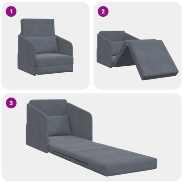 vidaXL καναπές κρεβάτι 2-σε-1 Σκούρος Γκρι 65x80x83cm Βελούδο
