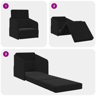 vidaXL Kαναπές κρεβάτι 2-σε-1 Μαύρος 65x80x83cm Βελούδο