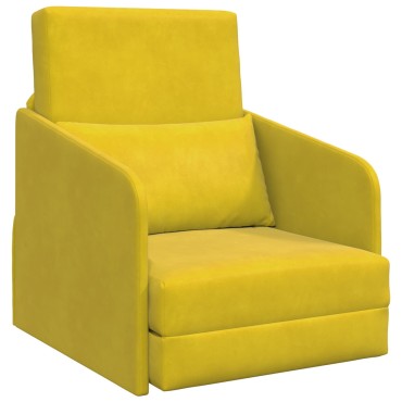 vidaXL Καναπές Κρεβάτι 2 σε 1 Κίτρινος 65x80x83cm Βελούδο 1 τεμ. Γωνιακός