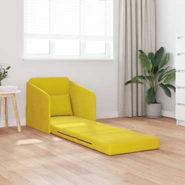 vidaXL Καναπές Κρεβάτι 2 σε 1 Κίτρινος 65x80x83cm Βελούδο 1 τεμ. Γωνιακός