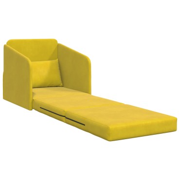 vidaXL Καναπές Κρεβάτι 2 σε 1 Κίτρινος 65x80x83cm Βελούδο 1 τεμ. Γωνιακός