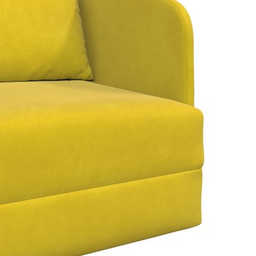 vidaXL Καναπές Κρεβάτι 2 σε 1 Κίτρινος 65x80x83cm Βελούδο 1 τεμ. Γωνιακός