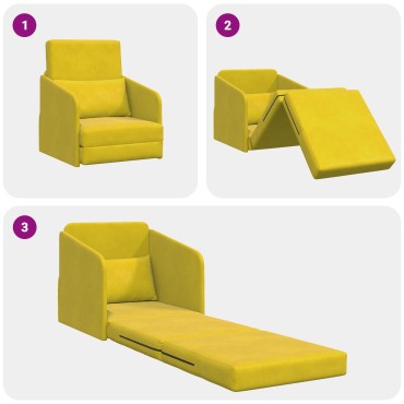 vidaXL Καναπές Κρεβάτι 2 σε 1 Κίτρινος 65x80x83cm Βελούδο 1 τεμ. Γωνιακός