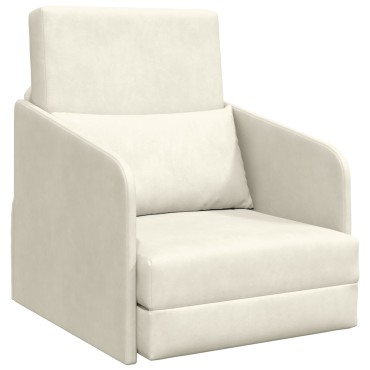 vidaXL Καναπές Κρεβάτι 2-σε-1 Κρεμ 65x80x83cm Βελούδο 1 τεμ. Γωνιακός