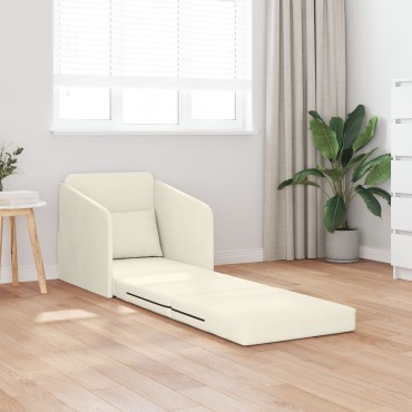 vidaXL Καναπές Κρεβάτι 2-σε-1 Κρεμ 65x80x83cm Βελούδο 1 τεμ. Γωνιακός