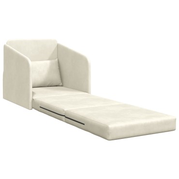 vidaXL Καναπές Κρεβάτι 2-σε-1 Κρεμ 65x80x83cm Βελούδο 1 τεμ. Γωνιακός
