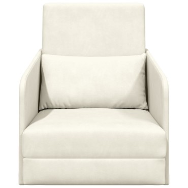 vidaXL Καναπές Κρεβάτι 2-σε-1 Κρεμ 65x80x83cm Βελούδο 1 τεμ. Γωνιακός
