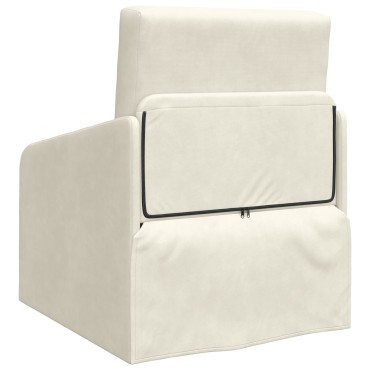 vidaXL Καναπές Κρεβάτι 2-σε-1 Κρεμ 65x80x83cm Βελούδο 1 τεμ. Γωνιακός