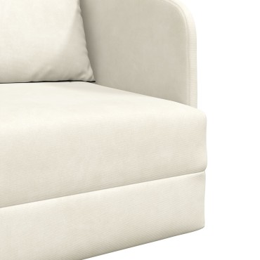 vidaXL Καναπές Κρεβάτι 2-σε-1 Κρεμ 65x80x83cm Βελούδο 1 τεμ. Γωνιακός