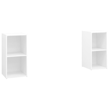 vidaXL Έπιπλα Τηλεόρασης 2 τεμ. Λευκά 72x35x36,5cm Επεξ. Ξύλο