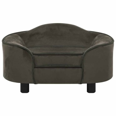 vidaXL Καναπές - Κρεβάτι Σκύλου Σκούρο Γκρι 67 x 47 x 36 εκ. Βελουτέ
