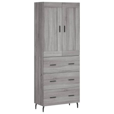 vidaXL Ντουλάπι Γκρι Sonoma 69,5x34x180cm Επεξεργασμένο Ξύλο 1 τεμ.