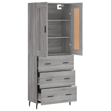 vidaXL Ντουλάπι Γκρι Sonoma 69,5x34x180cm Επεξεργασμένο Ξύλο 1 τεμ.