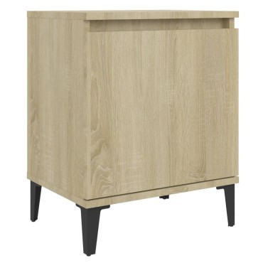 vidaXL Κομοδίνο Sonoma Δρυς 40x30x50cm με Μεταλλικά Πόδια 1 τεμ.